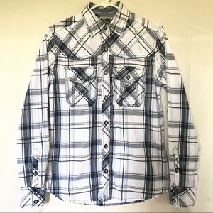Buckle BKE Button Down Shirt Plaid Western SlimFit